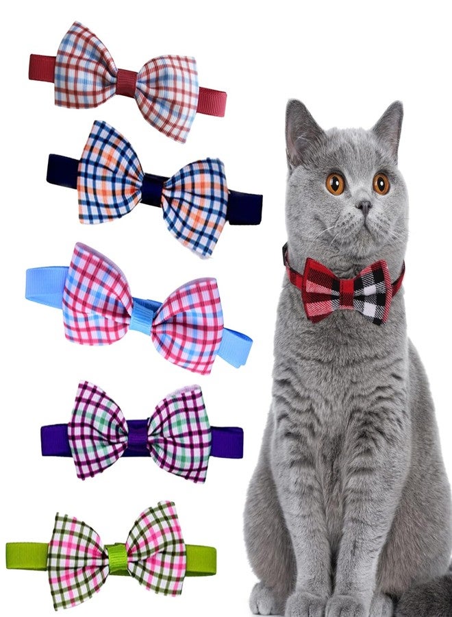 Sage Square Charming Cat Printed Bow Tie: Stylish, Comfortable, and Durable Accessory for Pet Owner & Cat Lovers - Perfect for Special Occasions, Photoshoots, Everyday Wear For Cat & Kitten(Pack Of 5) - Image 1